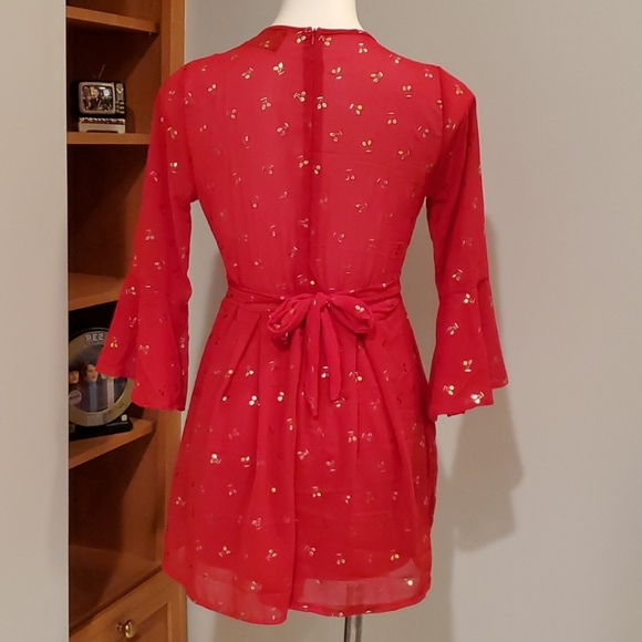 Triple F Red with Gold Cherries Shorts Romper - Picture 7 of 11